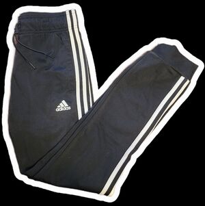Adidas Black Track Pants with White Stripes